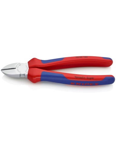 Alicate de corte diagonal con fundas multicomponentes cromado 180 mm KNIPEX 70 05 180