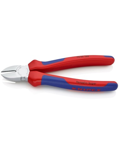 Alicate de corte diagonal con fundas multicomponentes cromado 180 mm KNIPEX 70 05 180