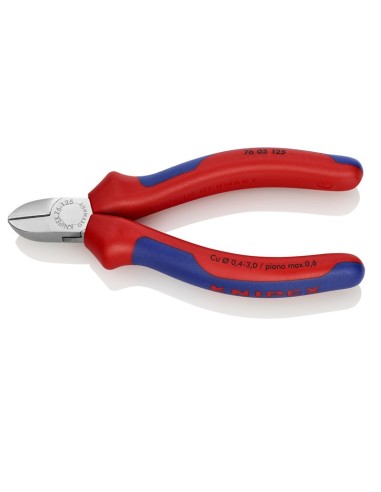 Alicate de corte diagonal para electromecánica con fundas multicomponentes cromado 125 mm KNIPEX 76 05 125
