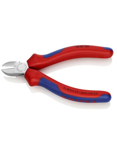 Alicate de corte diagonal para electromecánica con fundas multicomponentes cromado 125 mm KNIPEX 76 05 125