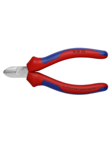 Alicate de corte diagonal para electromecánica con fundas multicomponentes cromado 125 mm KNIPEX 76 05 125