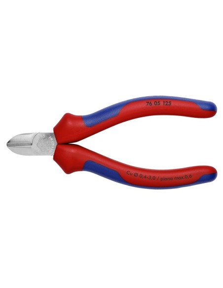 Alicate de corte diagonal para electromecánica con fundas multicomponentes cromado 125 mm KNIPEX 76 05 125