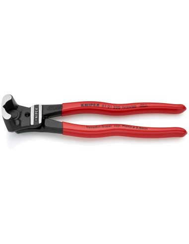 Cortabulones de corte frontal gran efecto palanca recubiertos de plástico negro atramentado 200 mm KNIPEX 61 01 200