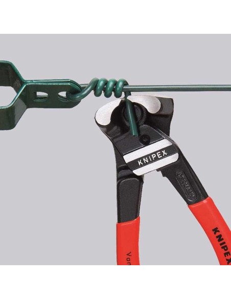 Cortabulones de corte frontal gran efecto palanca recubiertos de plástico negro atramentado 200 mm KNIPEX 61 01 200