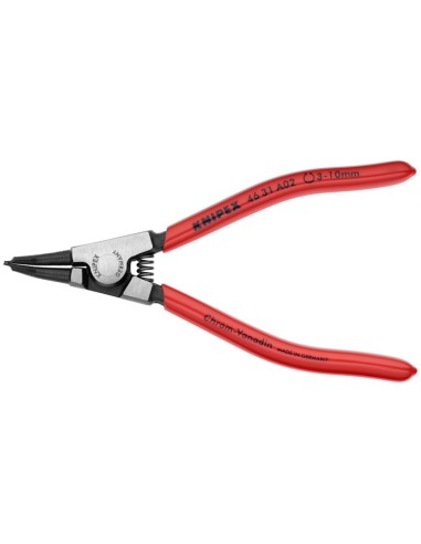 Alicate para arandelas para arandelas exteriores de ejes en ángulo de 45° recubiertos de plástico negro atramentado 130 mm KNIP
