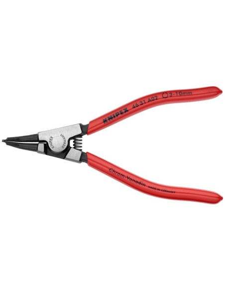 Alicate para arandelas para arandelas exteriores de ejes en ángulo de 45° recubiertos de plástico negro atramentado 130 mm KNIP