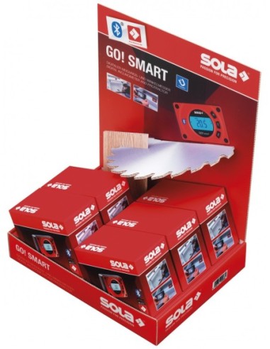 Caja expositora con 5 inclinómetros y goniómetros digitales con Bluetooth GO! Smart