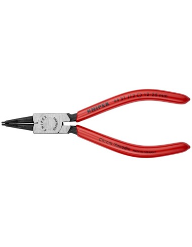 Alicate para arandelas para arandelas interiores en taladros en ángulo de 45° recubiertos de plástico negro atramentado 140 mm