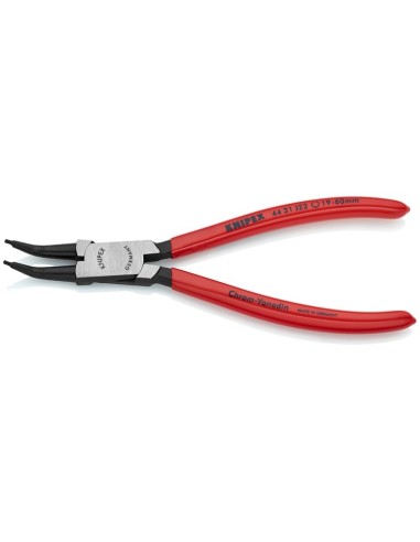 Alicate para arandelas para arandelas interiores en taladros en ángulo de 45° recubiertos de plástico negro atramentado 180 mm