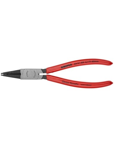 Alicate para arandelas para arandelas interiores en taladros en ángulo de 45° recubiertos de plástico negro atramentado 180 mm