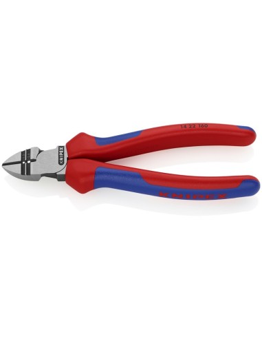 Alicates de corte diagonal con función de pelacables con fundas multicomponentes negro atramentado 160 mm KNIPEX 14 22 160
