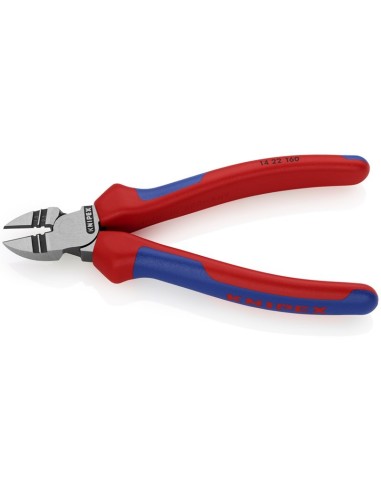 Alicates de corte diagonal con función de pelacables con fundas multicomponentes negro atramentado 160 mm KNIPEX 14 22 160