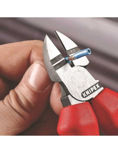 Alicates de corte diagonal con función de pelacables con fundas multicomponentes negro atramentado 160 mm KNIPEX 14 22 160