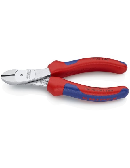 Alicates de corte diagonal de fuerza con fundas multicomponentes cromado 140 mm KNIPEX 74 05 140