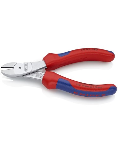 Alicates de corte diagonal de fuerza con fundas multicomponentes cromado 140 mm KNIPEX 74 05 140
