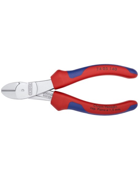 Alicates de corte diagonal de fuerza con fundas multicomponentes cromado 140 mm KNIPEX 74 05 140