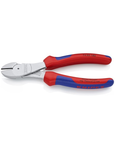 Alicates de corte diagonal de fuerza con fundas multicomponentes cromado 180 mm KNIPEX 74 05 180