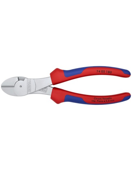 Alicates de corte diagonal de fuerza con fundas multicomponentes cromado 180 mm KNIPEX 74 05 180