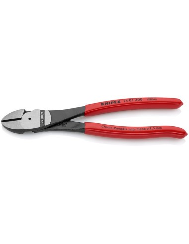 Alicates de corte diagonal de fuerza recubiertos de plástico negro atramentado 200 mm KNIPEX 74 01 200