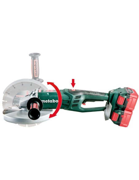 Amoladora 230mm + 4 baterías de 18V + cargador ASC 145 Duo + maletín METABO 613102810 WPB 36-18 LTX BL 230