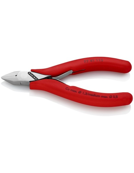 Alicates de corte diagonal para electrónica con fundas multicomponentes 115 mm KNIPEX 77 41 115