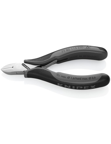 Alicates de corte diagonal para electrónica ESD con fundas multicomponentes 115 mm KNIPEX 77 02 115 ESD