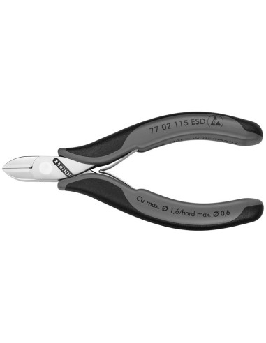 Alicates de corte diagonal para electrónica ESD con fundas multicomponentes 115 mm KNIPEX 77 02 115 ESD