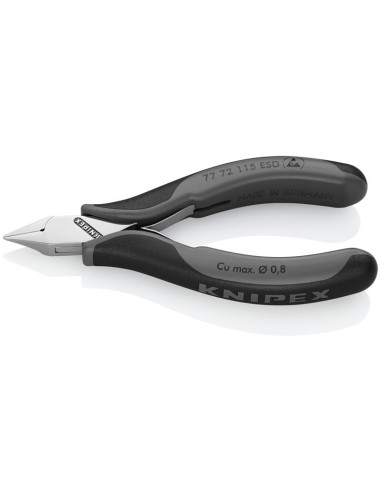 Alicates de corte diagonal para electrónica ESD con fundas multicomponentes 115 mm KNIPEX 77 72 115 ESD