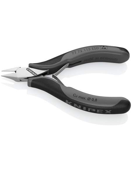 Alicates de corte diagonal para electrónica ESD con fundas multicomponentes 115 mm KNIPEX 77 72 115 ESD