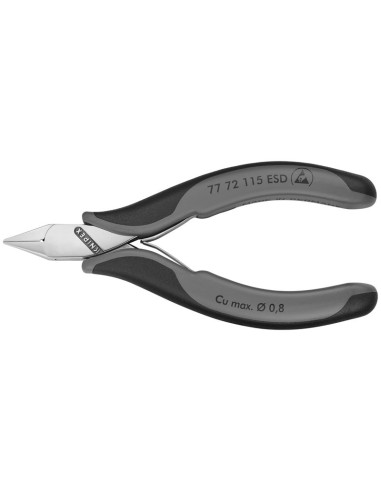 Alicates de corte diagonal para electrónica ESD con fundas multicomponentes 115 mm KNIPEX 77 72 115 ESD