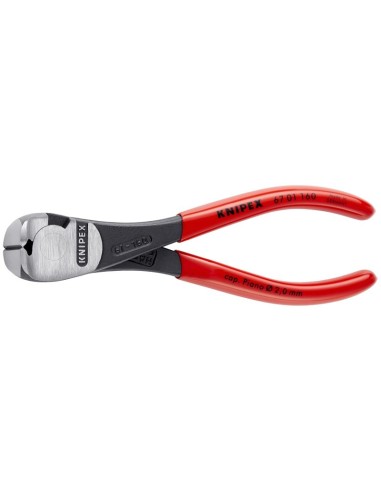 Alicates de corte frontal de fuerza recubiertos de plástico negro atramentado 160 mm KNIPEX 67 01 160