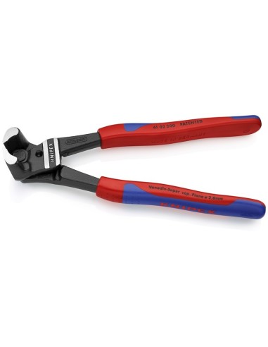 Cortabulones de corte frontal gran efecto palanca recubiertos de plástico negro atramentado 200 mm KNIPEX 61 02 200