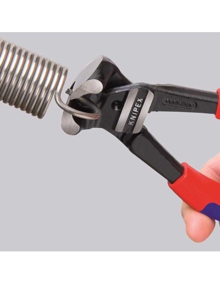 Cortabulones de corte frontal gran efecto palanca recubiertos de plástico negro atramentado 200 mm KNIPEX 61 02 200