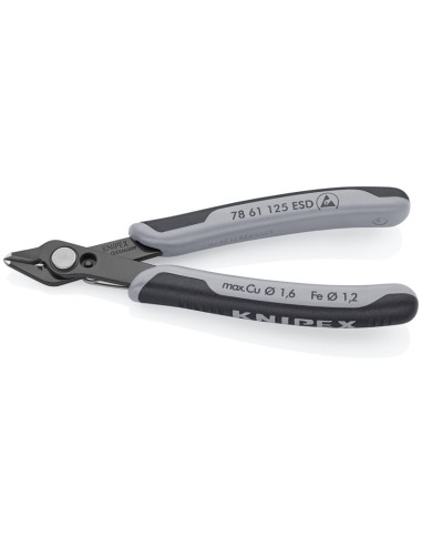 Electronic Super Knips ESD con fundas multicomponentes bruñido 125 mm (cartulina autoservicio/blíster) KNIPEX 78 61 125 ESDSB