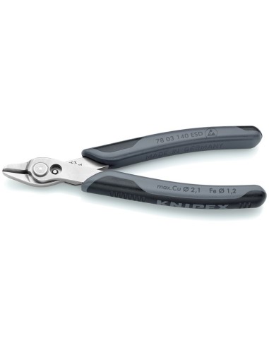 Electronic Super Knips XL ESD con fundas multicomponentes 140 mm (cartulina autoservicio/blíster) KNIPEX 78 03 140 ESDSB