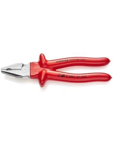 Alicate universal de fuerza aislados por inmersión en plástico reforzado, según norma VDE cromado 225 mm KNIPEX 02 07 225