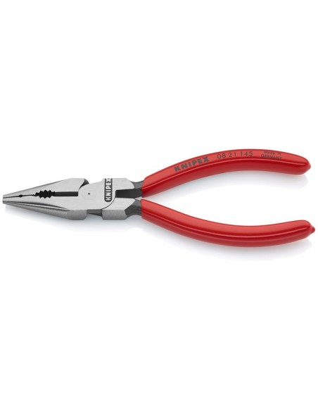Alicate universal en punta recubiertos de plástico negro atramentado 145 mm (cartulina autoservicio/blíster) KNIPEX 08 21 145 S