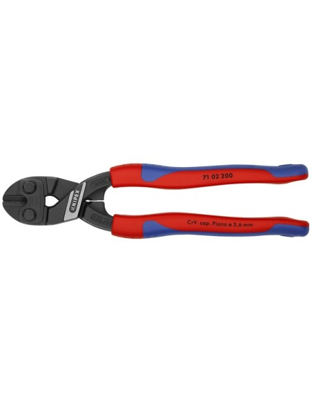 CoBolt Cortabulones compacto con fundas esbeltas en dos componentes negro atramentado 200 mm KNIPEX 71 02 200
