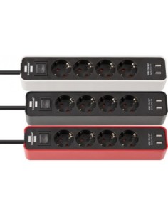 Base de tomas múltiples Ecolor con diseño compacto y puertos USB