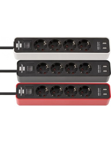 Base de tomas múltiples Ecolor con diseño compacto y puertos USB