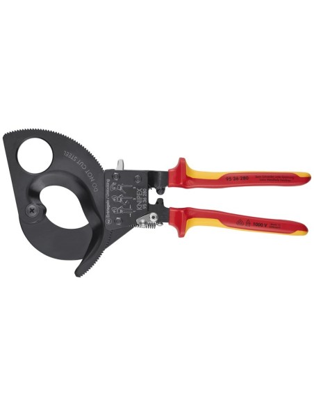 Cortacables (tipo carraca) aislados con fundas multicomponentes, según norma VDE negro, lacado 280 mm (cartulina autoservicio/b