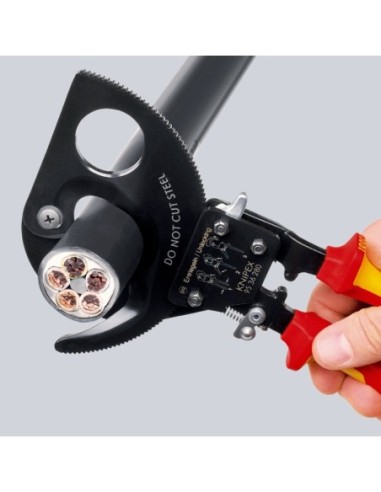 Cortacables (tipo carraca) aislados con fundas multicomponentes, según norma VDE negro, lacado 280 mm (cartulina autoservicio/b