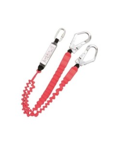 Eslinga universal anticaídas elástica con absorbedor de energía ABE. Cinta tubular de núcleo elástico en poliamida con 2 gancho