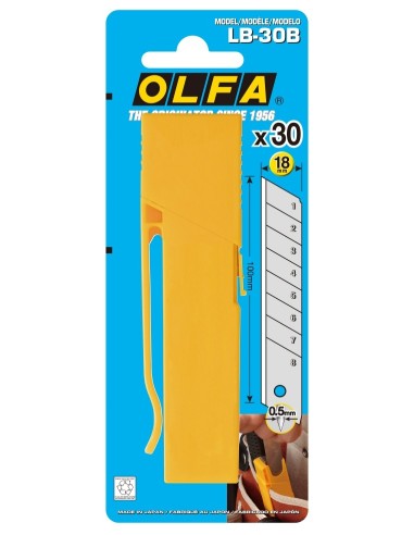 Cuchillas troceables de 18 mm en caja de plástico con clip