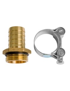 ADAPTADOR PARA MANGUERA Ø 25 MM CON ABRAZADERAS (1 U.), 1 BSP (M)