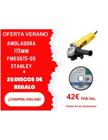 Mini-Amoladora 600W 115mm FMEG615-QS+25 Discos de regalo