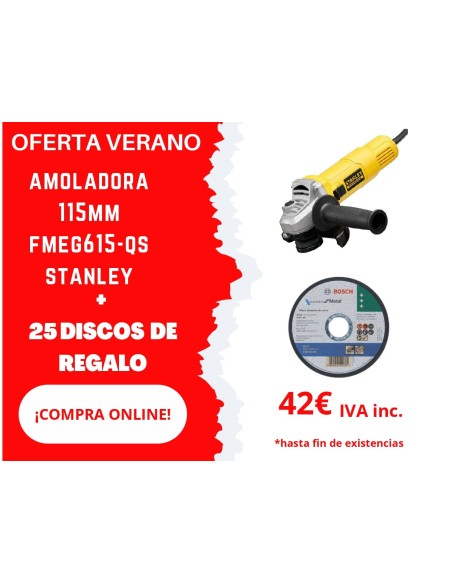 Mini-Amoladora 600W 115mm FMEG615-QS+25 Discos de regalo