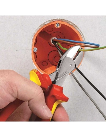 X-Cut Alicate de corte diagonal compacto Aislado con fundas multicomponente, homologado por VDE con anilla de fijación aislad