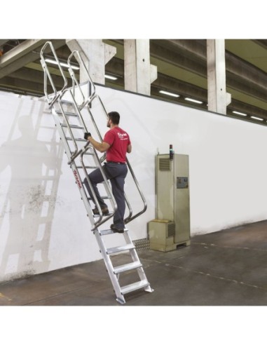 SG60 | Escalera de aluminio fija para entreplantas y altillos | Inclinación 60