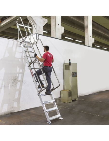 SG60 | Escalera de aluminio fija para entreplantas y altillos | Inclinación 60